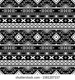 black and white tribal vector seamless navajo pattern. aztec abstract geometric art print. Ethnic vector background.  Wallpaper, cloth design, fabric, tissue, cover, textile template.