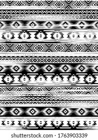 black and white tribal vector seamless embroidery pattern. aztec abstract geometric art print grunge. Ethnic vector background. Wallpaper, cloth design, fabric, tissue, cover, cotton, textile template