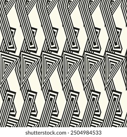 Black and white tribal vector seamless pattern with doodle elements. Aztec abstract geometric art print. Ethnic ornamental hand drawn backdrop.