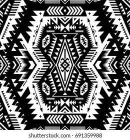 black and white tribal vector seamless navajo pattern. aztec abstract geometric art print. ethnic hipster vector background. Wallpaper, cloth design, fabric, tissue, cover, textile template.