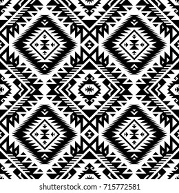black and white tribal vector seamless navajo pattern. aztec abstract geometric art print. ethnic hipster vector background. Wallpaper, cloth design, fabric, tissue, cover, textile template.