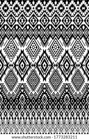 black and white tribal vector seamless embroidery pattern. aztec abstract geometric art print grunge. Ethnic vector background. Wallpaper, cloth design, fabric, tissue, cover, cotton, textile template