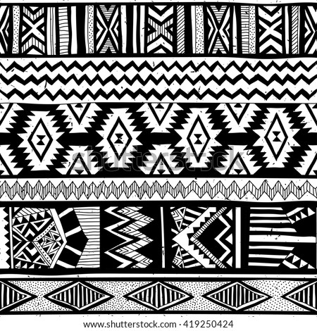  Black White Tribal Vector Seamless Pattern Stock Vector 