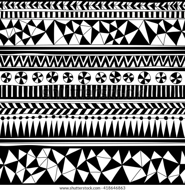 Black White Tribal Vector Seamless Pattern Stock Vector (Royalty Free ...