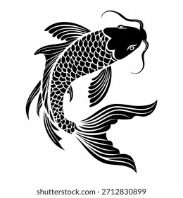 Diseño tribal blanco y negro del tatuaje del Vector de una ilustración del dibujo de la silueta del pez para la naturaleza y la decoración del símbolo de la fauna marina