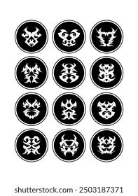 black and white tribal villain circle logo