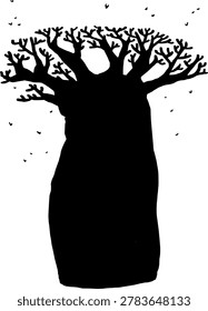 Black and white tripic tree - baobab