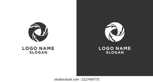 black and white triple eagle head vector logo