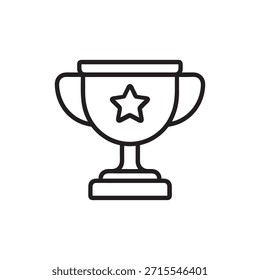 Ícone de taça de troféu preto e branco com estrela para o sucesso do gerenciamento de negócios e conceito de realização corporativa