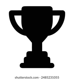 Black and white trophy silhouette icon. Vector illustration