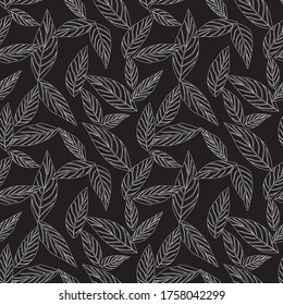Black and White Tropical Leaf botanical seamless pattern background suitable for fashion prints, graphics, backgrounds and crafts