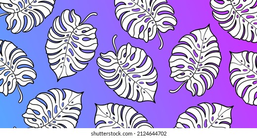 Black and white tropical leaves pattern. Palm tree background. Textile, fabric, texture, poster. Vector illustration EPS 10