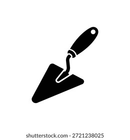 Black and white trowel icon representing masonry tool and construction equipment