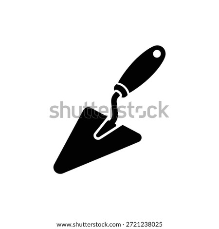 Black and white trowel icon representing masonry tool and construction equipment