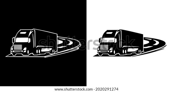 Black and white\
trucking vector logo\
design