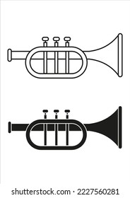 Black And White Trumpet Icon Flat Design Vector