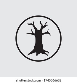 black and white trunk in a black circle, vector illustration
