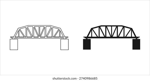 Black and white truss bridge structural diagrams side by side