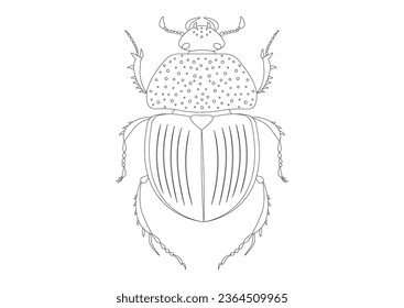 Black and White Trypocopris Vernalis Green Beetle Clipart. Coloring Page of Trypocopris Vernalis Green Beetle svg