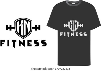 Black and white t-shirt design. and kn letter logo with tshirt.
