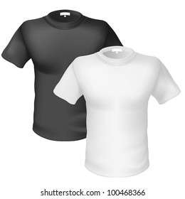 Black and white T-shirt Front View. Illustration on white background