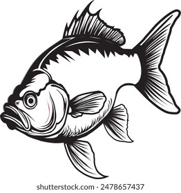 logo de camiseta en blanco y negro Vector carpa pescado