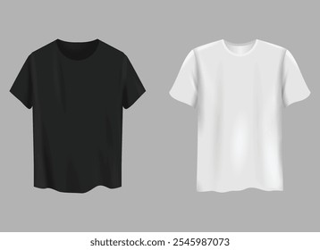 Black White T-Shirt Mockup Set Clothing Garments Showcase Branding Template