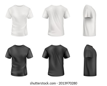 Camisetas blancas y negras sobre fondo blanco. Burla de vectores.