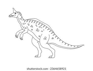 Black and White Tsintaosaurus Dinosaur Cartoon Character Vector. Coloring Page of a Tsintaosaurus Dinosaur