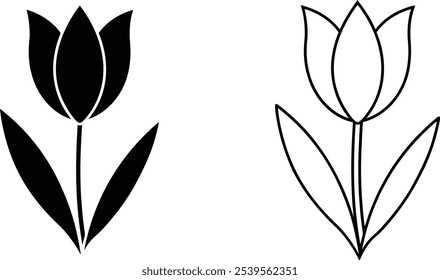 Black and White Tulip Flower Illustration