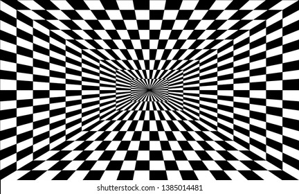 Black and white tunnel optical illusion