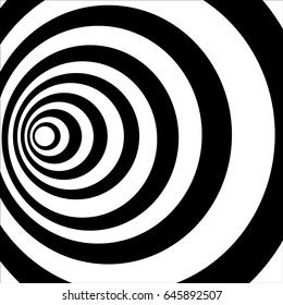 A black and white tunnel. Optical illusion