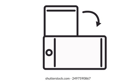 Black and White Turn Device Icon. Vector Isolated Illustration