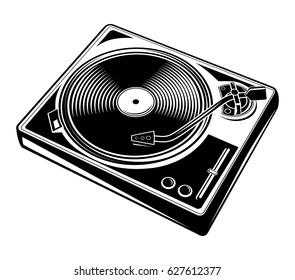 Black and white turntable icon