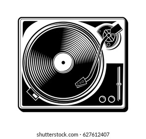 Black and white turntable icon