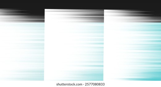 Black, White and Turquoise Bright Linear Striped Gradient Shapes, Motion Blurs: A Clean, Sleek and Dynamic Vertical Contrast, Abstract Creative Design with Horizontal Stripes, Lines