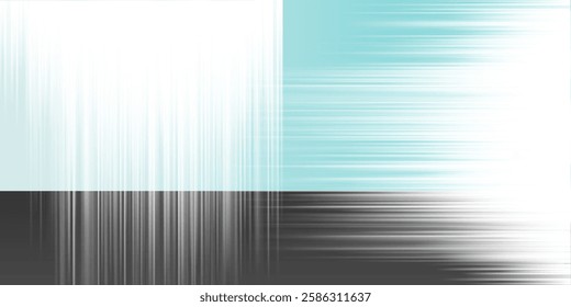 Black, White and Turquoise Bright Linear Striped Gradient Shapes, Motion Blurs: A Clean, Sleek and Dynamic Vertical Contrast, Abstract Creative Design with Horizontal and Vertical Stripes, Lines