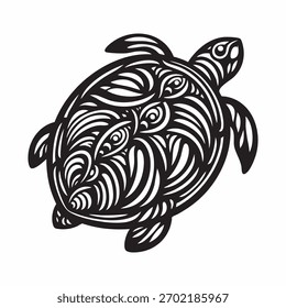 Black and white turtle illustration