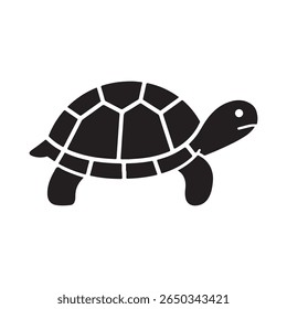 A black and white turtle with a shell.simple vector icon on white background