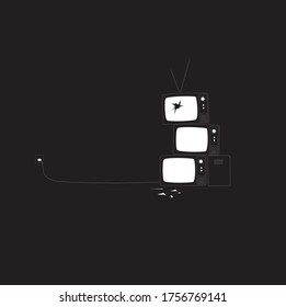 Black and white TV sets, illustration