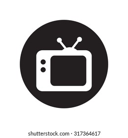 black and white TV vector icon. Retro tv icon. Classic flat icon. Vector illustration