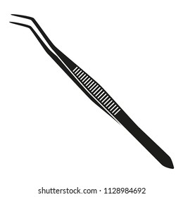 Black and white tweezer silhouette. Make up or dental tool. Dentalcare themed vector illustration for icon, emblem, sticker, logo, stamp, label, badge, certificate, leaflet or banner decoration