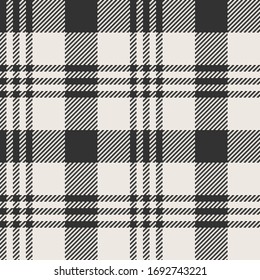 Black & White Twill Weave Plaid with Buffalo/Windowpane Details II Seamless Vector Illustration