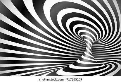 Black and white twisted lines horizontal background, optical illusion