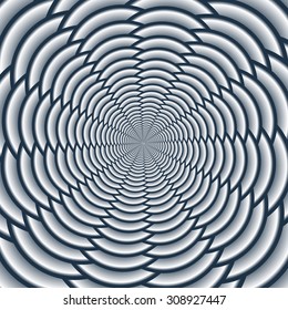 Black and white twisted and ribbed abstract flower background