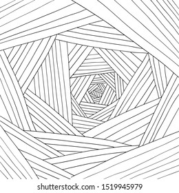 Black and white twisted stripes background. Optical effect wave stripe design movement.