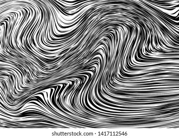 Black and white twisted thin lines. Modern vector  background
