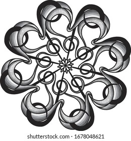 Black and white twisting mandala