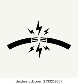 Black and white of two cables sparking electricity sparks shock