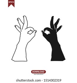 Black white two hands couple icon illustration